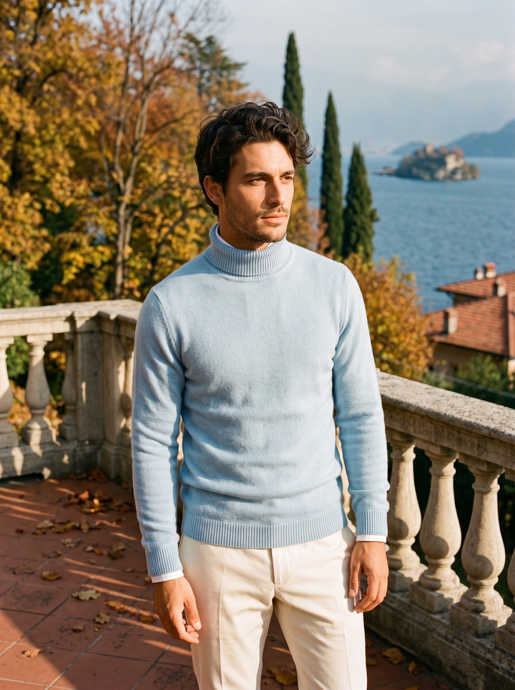 Men's turtleneck sweater in rich burgundy with a classic fit - J&B; - 6 - Elvaroza.com