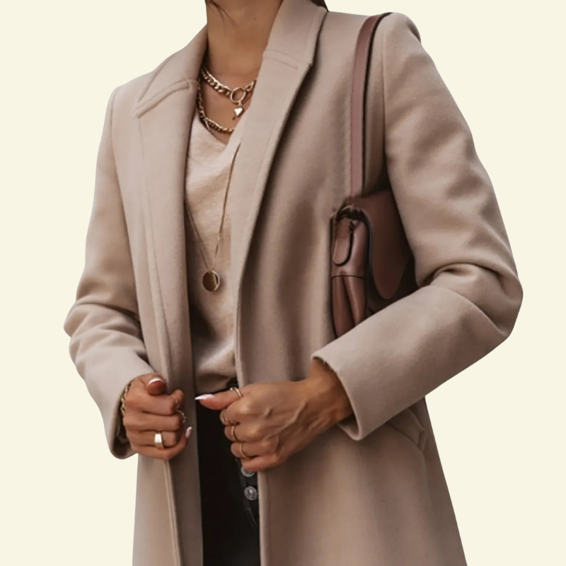 Women's coat with a fitted silhouette and an elegant collar - J&B; - 3 - Elvaroza.com