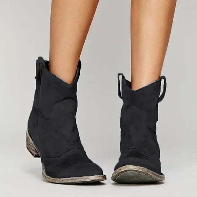 Vintage-style women's cowboy ankle boots with chic details - J&B; - 2 - Elvaroza.com