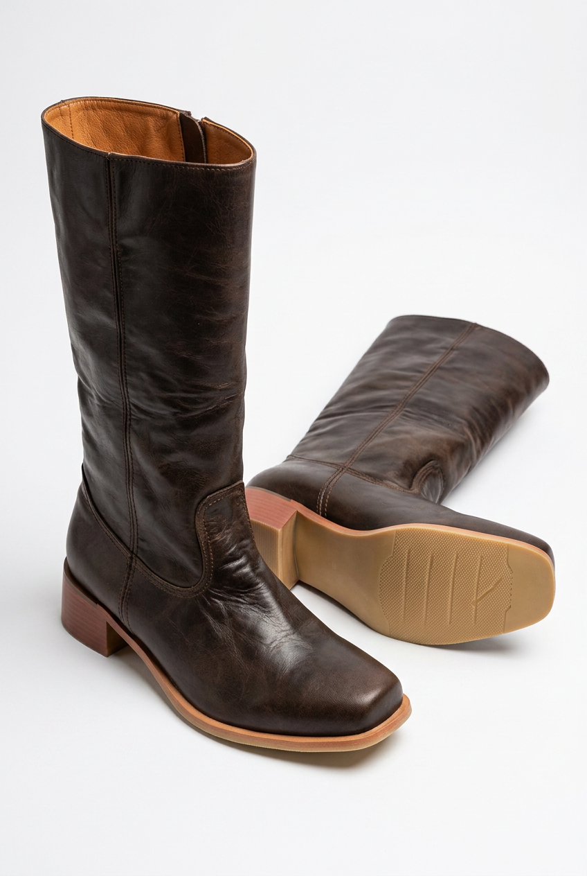 Women's Calf-High Boots – Elegant Style with a Closed Toe and Block Heel - J&B; - 16 - Elvaroza.com