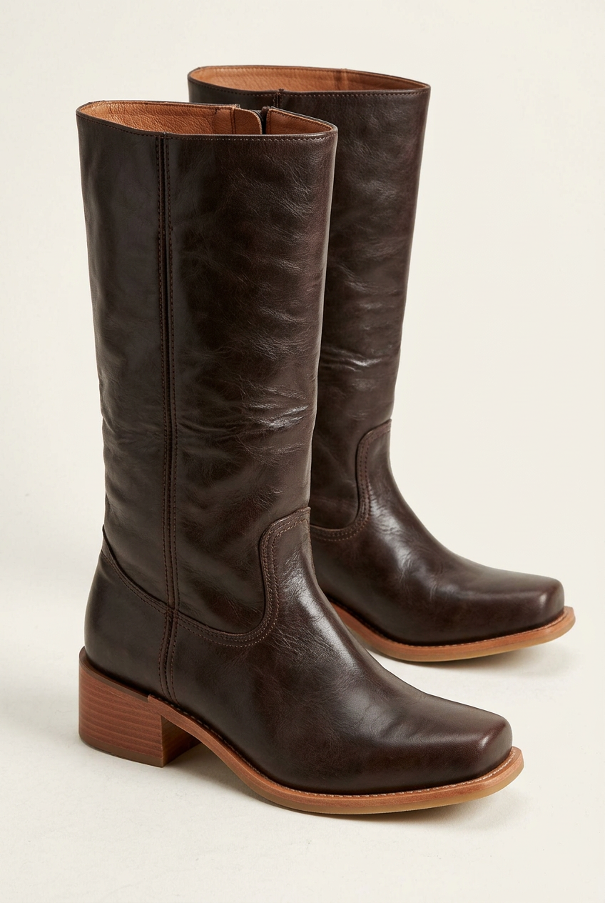 Women's Calf-High Boots – Elegant Style with a Closed Toe and Block Heel - J&B; - 18 - Elvaroza.com