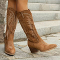 Knee-high women's cowboy boots with embroidered details - J&B; - 1 - Elvaroza.com