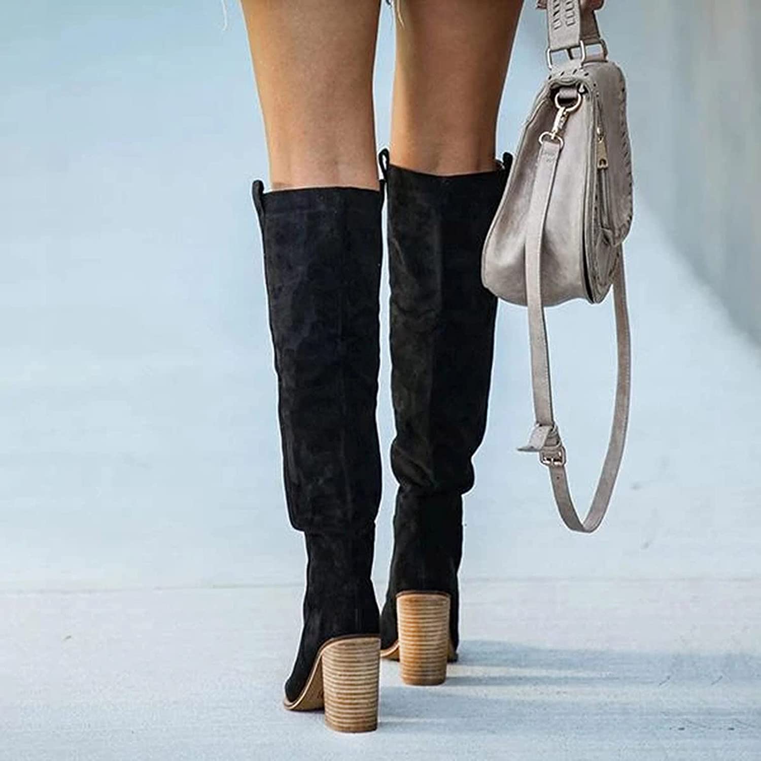 Knee-high women's boots in an elegant Western style with block heels - J&B; - 6 - Elvaroza.com