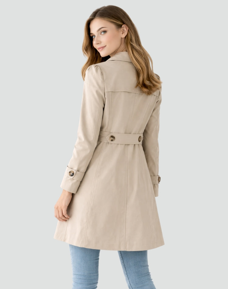 Classic-style women's trench coat with a belt at the waist - J&B; - 2 - Elvaroza.com