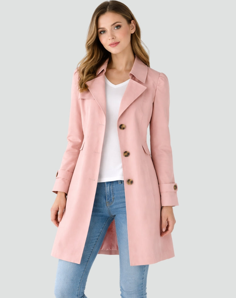 Classic-style women's trench coat with a belt at the waist - J&B; - 6 - Elvaroza.com