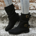 Women's boots with low heels and stylish buckles - J&B; - 7 - Elvaroza.com