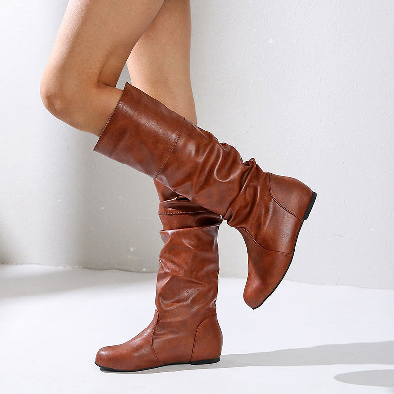 Stylish women's riding boots with a high cut and round toe shape - J&B; - 8 - Elvaroza.com
