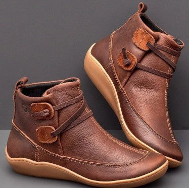 Women's ankle boots with a round toe and a flat sole - 3 - Elvaroza.com