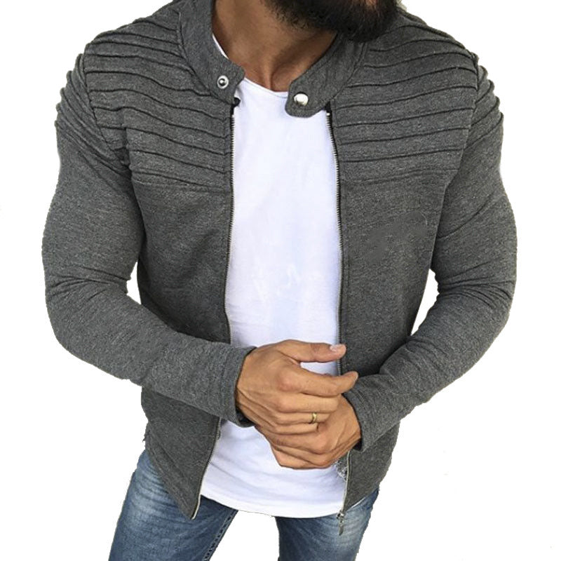 Casual men's jacket with a zipper and ribbed design - J&B; - 3 - Elvaroza.com