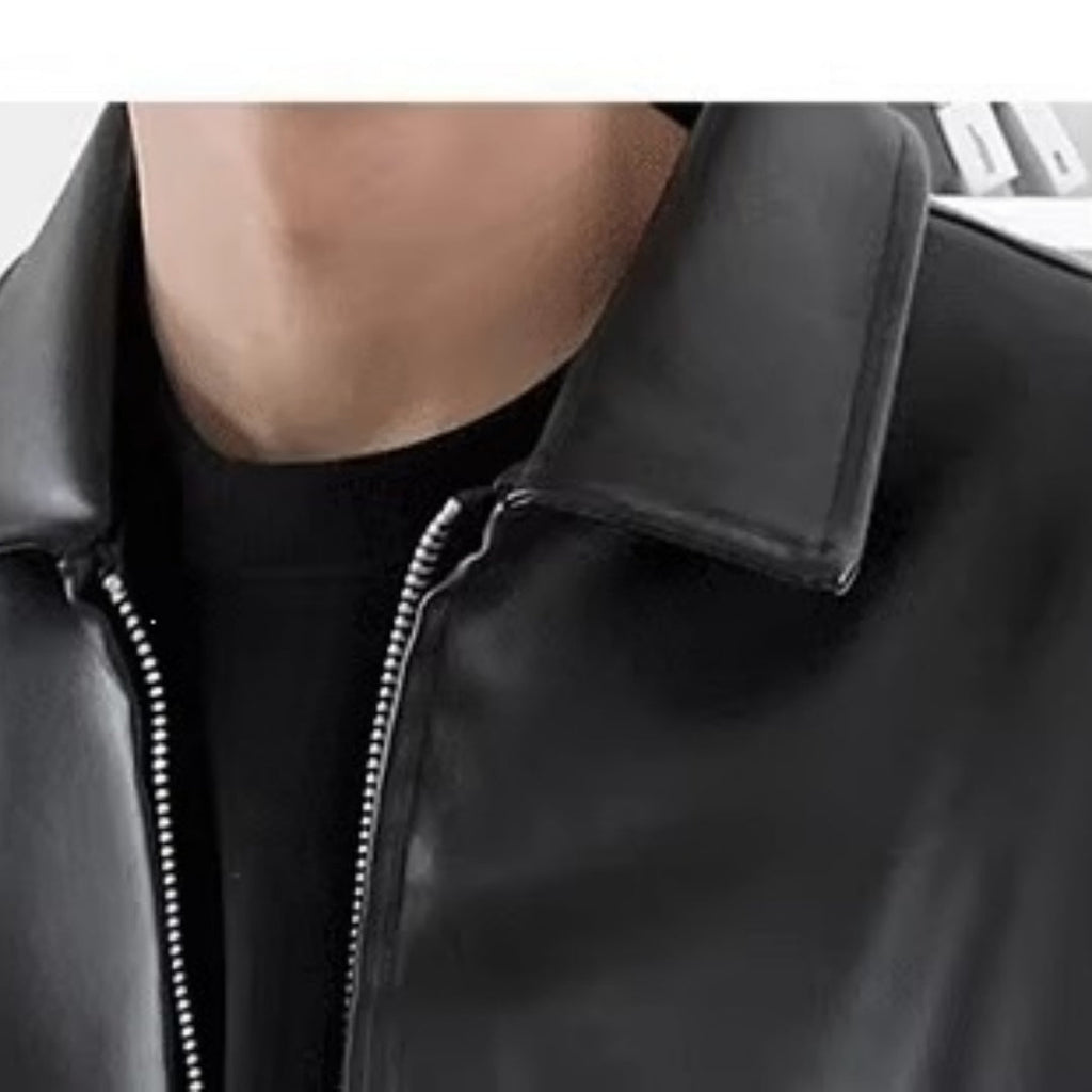 Men's Biker Jacket with a Relaxed Fit and Zipper - J&B; - 1 - Elvaroza.com