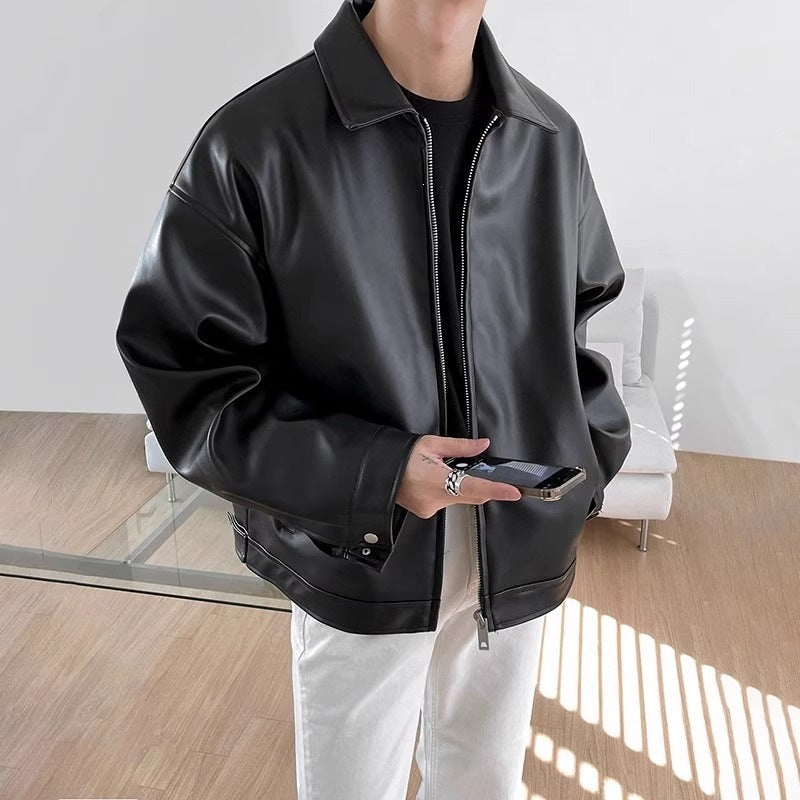 Men's Biker Jacket with a Relaxed Fit and Zipper - J&B; - 2 - Elvaroza.com