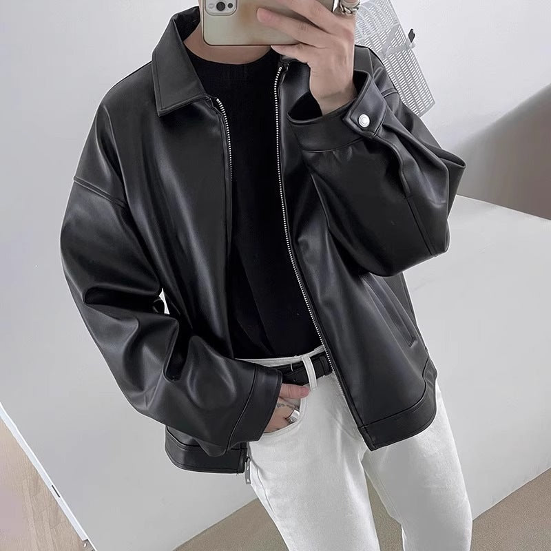 Men's Biker Jacket with a Relaxed Fit and Zipper - J&B; - 3 - Elvaroza.com