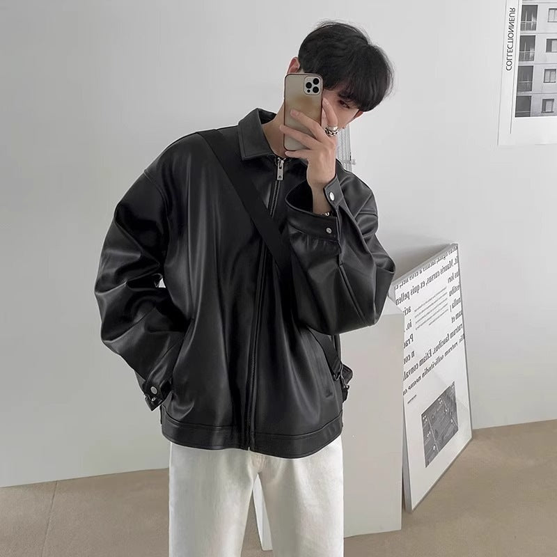Men's Biker Jacket with a Relaxed Fit and Zipper - J&B; - 4 - Elvaroza.com