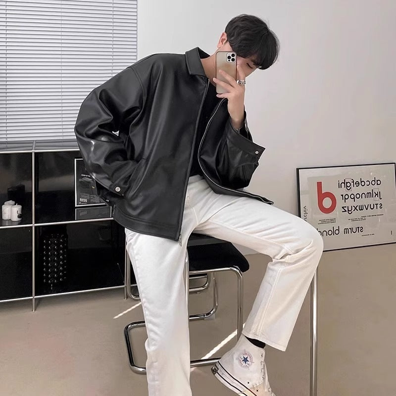 Men's Biker Jacket with a Relaxed Fit and Zipper - J&B; - 5 - Elvaroza.com