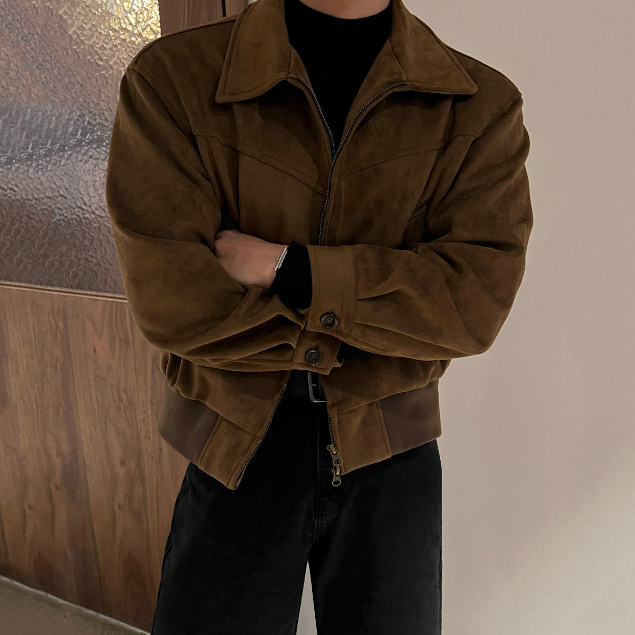 Men's Retro-Style Bomber Jacket with a Relaxed Fit - J&B; - 3 - Elvaroza.com