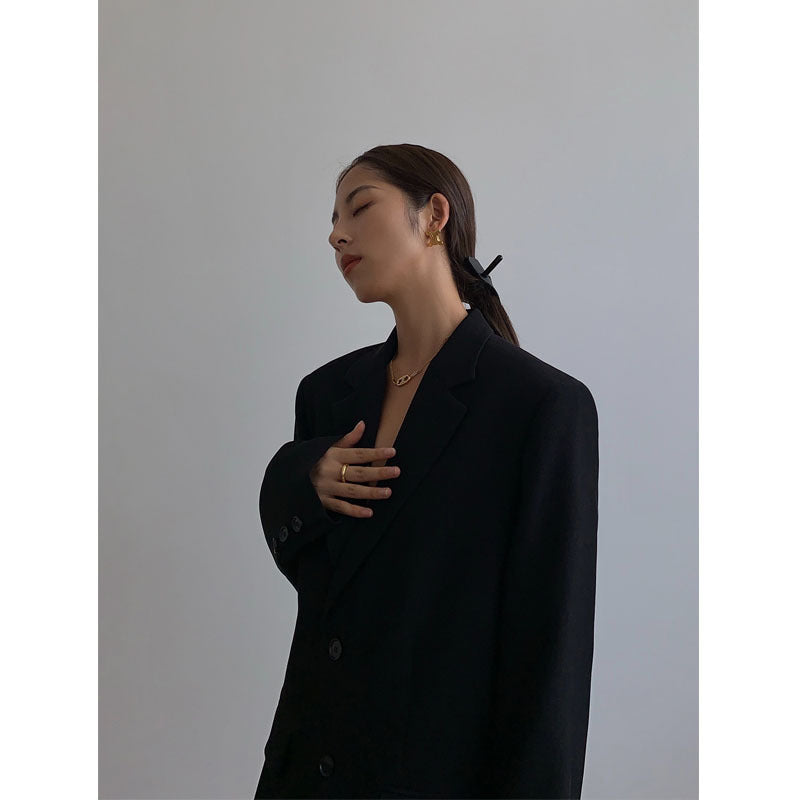 Women's blazer with a relaxed fit, classic lapels, and a button placket - J&B; - 2 - Elvaroza.com