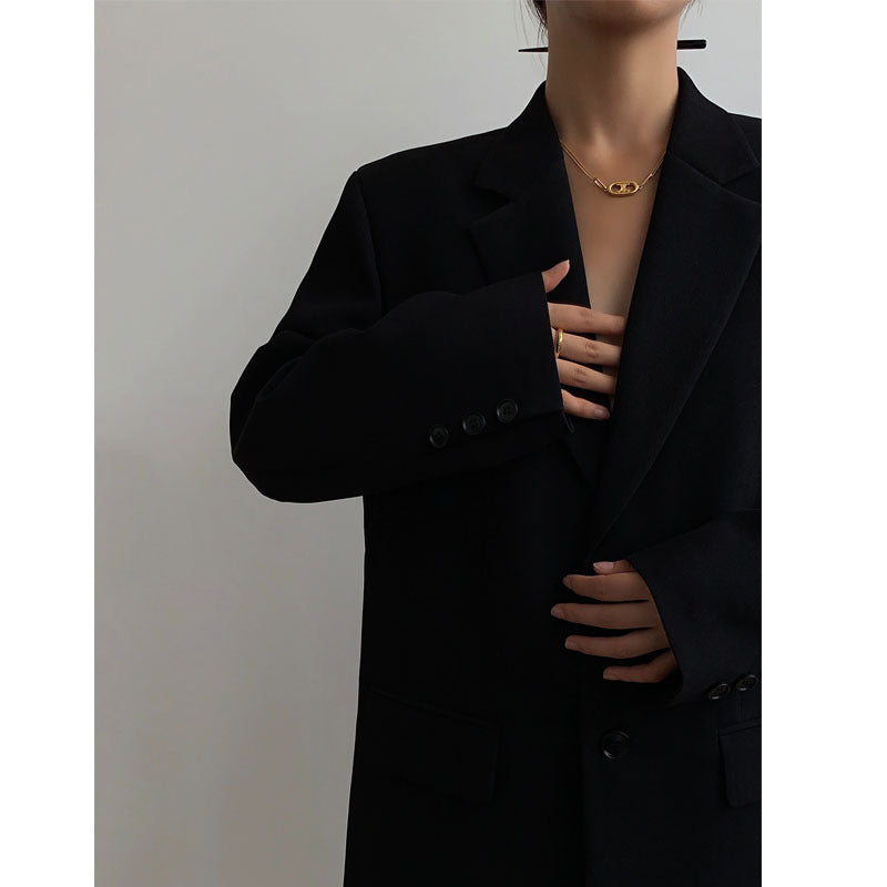 Women's blazer with a relaxed fit, classic lapels, and a button placket - J&B; - 3 - Elvaroza.com