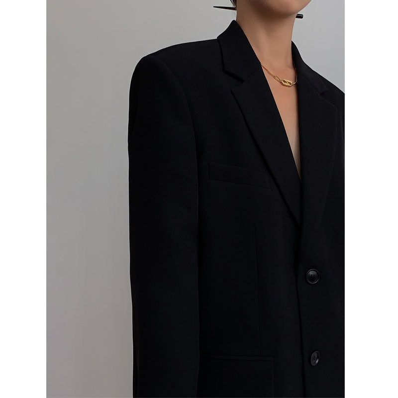 Women's blazer with a relaxed fit, classic lapels, and a button placket - J&B; - 5 - Elvaroza.com