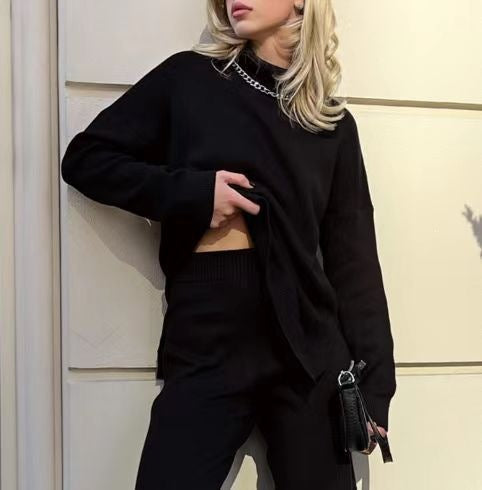 Women's knit sweater with a high collar and loose fit - J&B; - 2 - Elvaroza.com