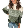 Women's loose-fitting color-blocked turtleneck sweater - J&B; - 2 - Elvaroza.com