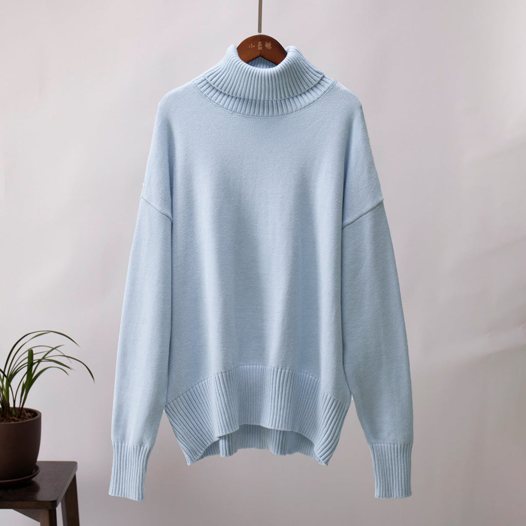 Women's loose-fitting sweater with a turtleneck and long sleeves - J&B; - 9 - Elvaroza.com
