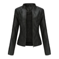 Women's faux leather motorcycle jacket with front zipper and pockets - J&B; - 7 - Elvaroza.com
