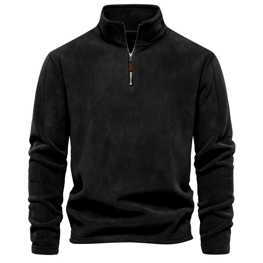 Men's jacket with a half-zip, fleece lining, and stand-up collar - J&B; - 1 - Elvaroza.com