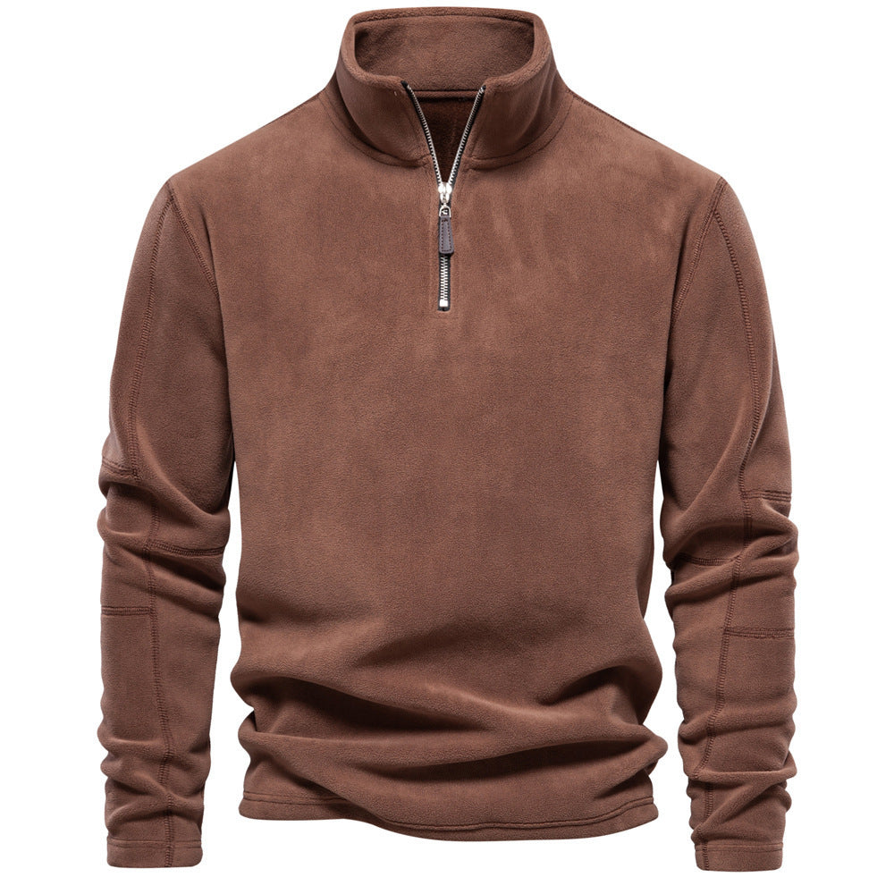 Men's jacket with a half-zip, fleece lining, and stand-up collar - J&B; - 3 - Elvaroza.com