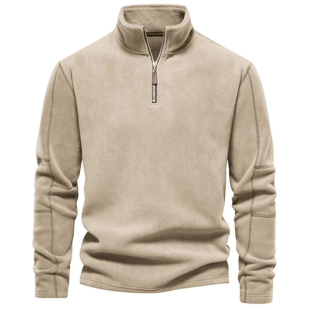 Men's jacket with a half-zip, fleece lining, and stand-up collar - J&B; - 4 - Elvaroza.com