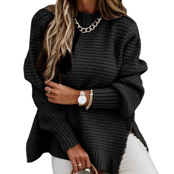 Women's loose-fitting sweater with a chunky knit pattern - J&B; - 3 - Elvaroza.com