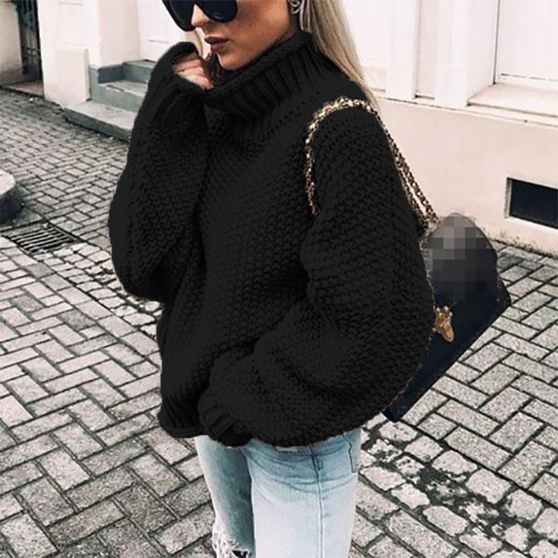 Women's Sweaters: Cozy Turtleneck Sweater with Ribbed Details - J&B; - 6 - Elvaroza.com