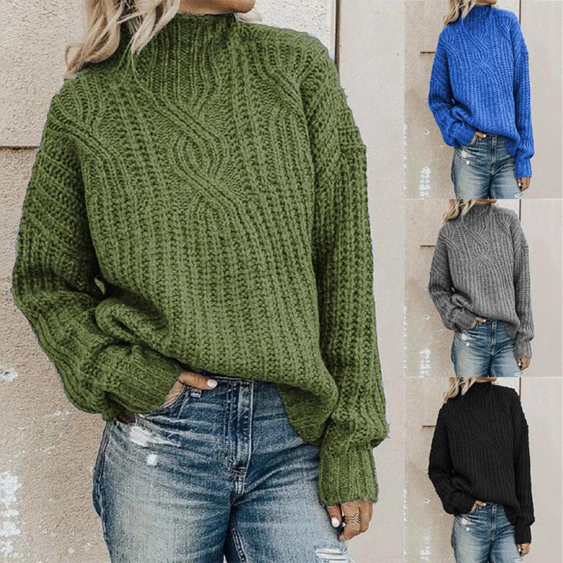 Women's Turtleneck Sweater with Cable Knit Pattern - J&B; - 2 - Elvaroza.com