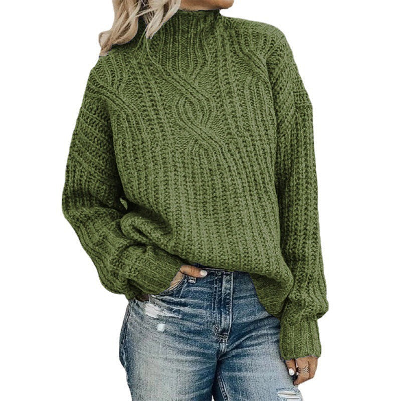 Women's Turtleneck Sweater with Cable Knit Pattern - J&B; - 5 - Elvaroza.com