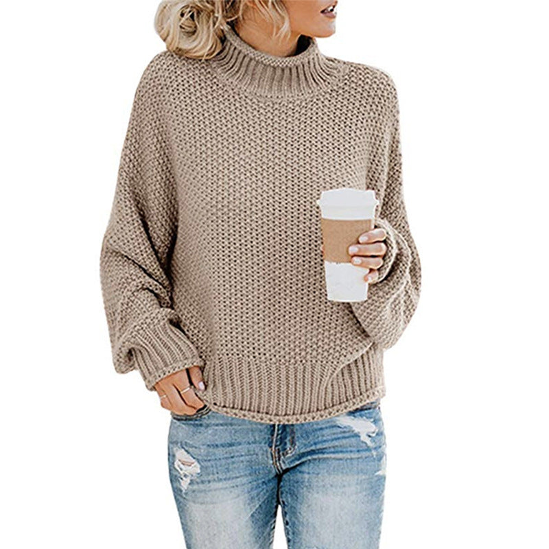 Women's Sweaters: Chunky-Knit Turtleneck Sweater with a Loose Fit - J&B; - 4 - Elvaroza.com