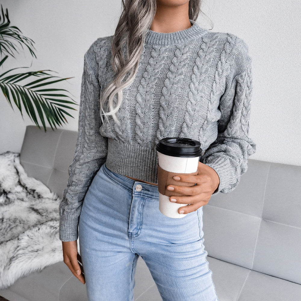 Women's Cropped Knit Sweater – Slim Fit with Ribbed Hem - J&B; - 1 - Elvaroza.com