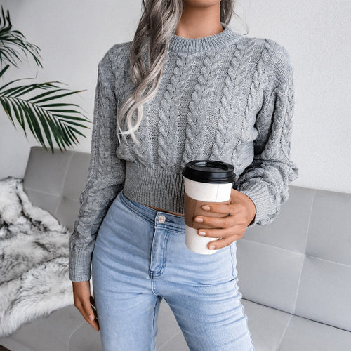 Women's Cropped Knit Sweater – Slim Fit with Ribbed Hem - J&B; - 1 - Elvaroza.com