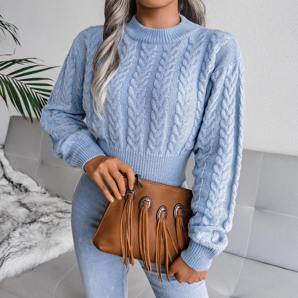 Women's Cropped Knit Sweater – Slim Fit with Ribbed Hem - J&B; - 2 - Elvaroza.com