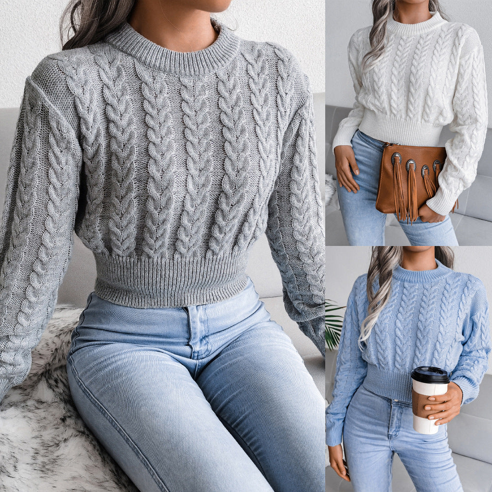 Women's Cropped Knit Sweater – Slim Fit with Ribbed Hem - J&B; - 5 - Elvaroza.com