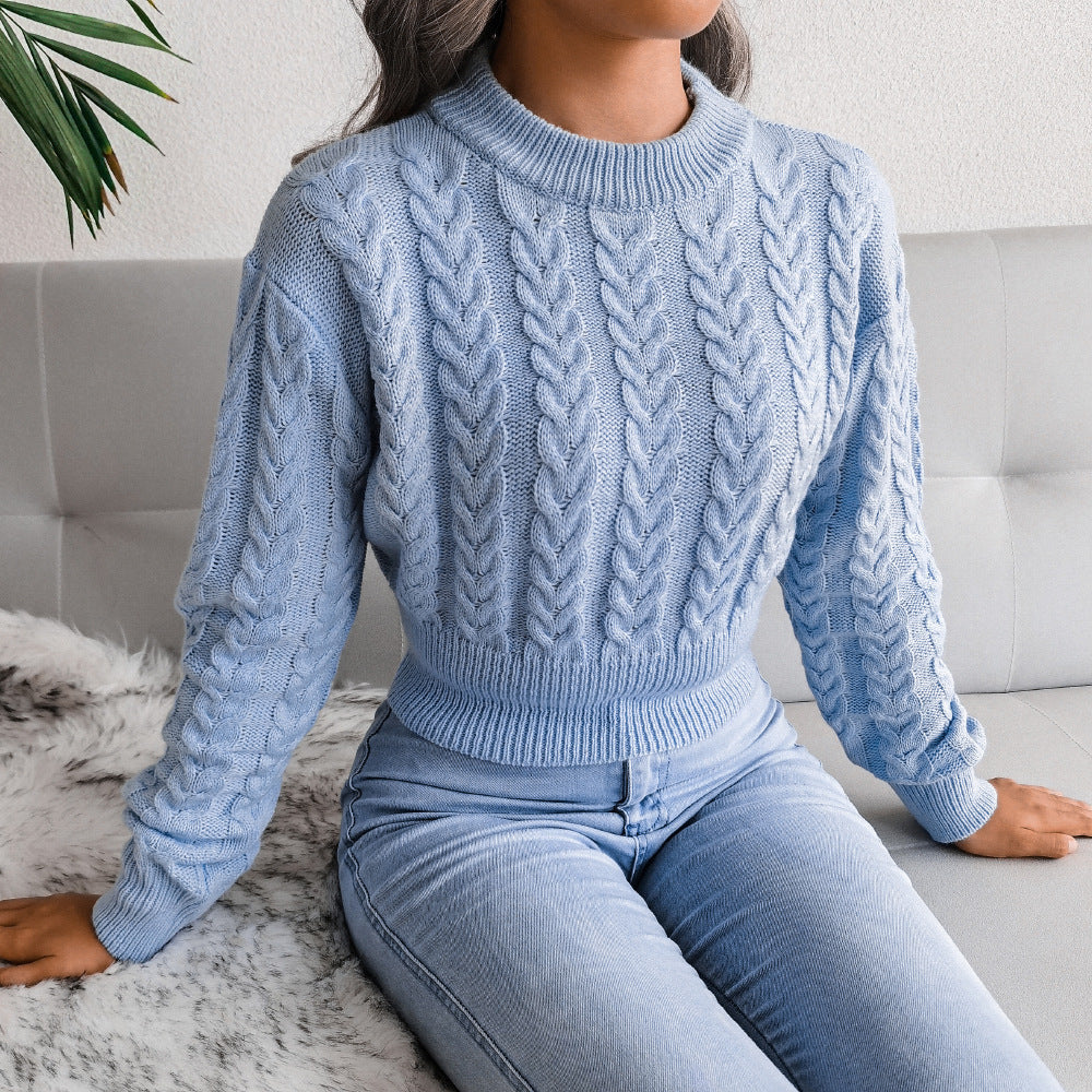 Women's Cropped Knit Sweater – Slim Fit with Ribbed Hem - J&B; - 8 - Elvaroza.com