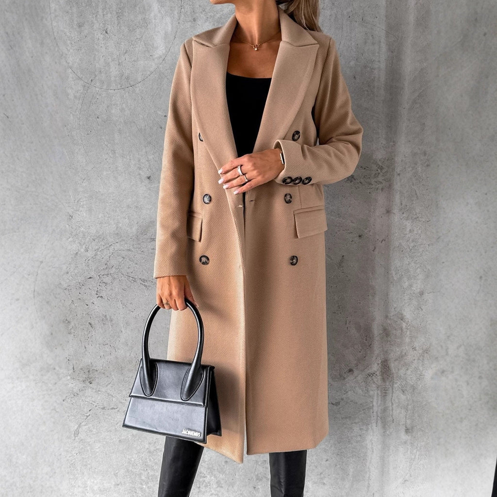 Double-breasted women's coat with pockets and an elegant cut - J&B; - 8 - Elvaroza.com