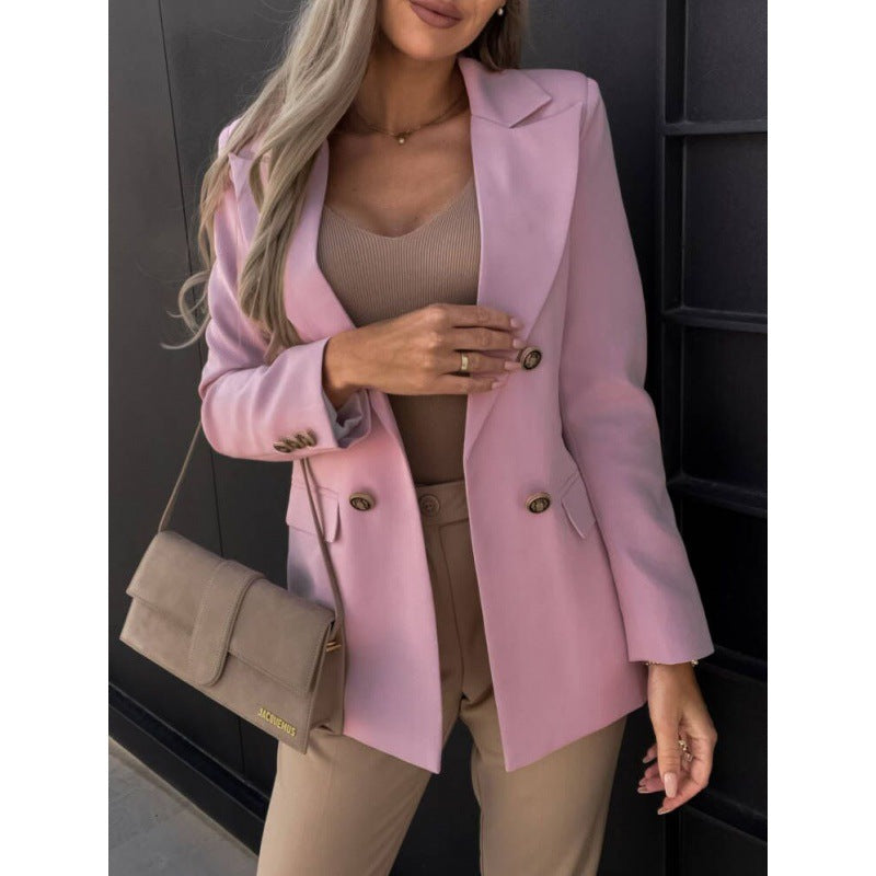 Zweireihiger Damenblazer in Hellblau mit eleganter Schnittführung | J&B - 7 - Elvaroza.com