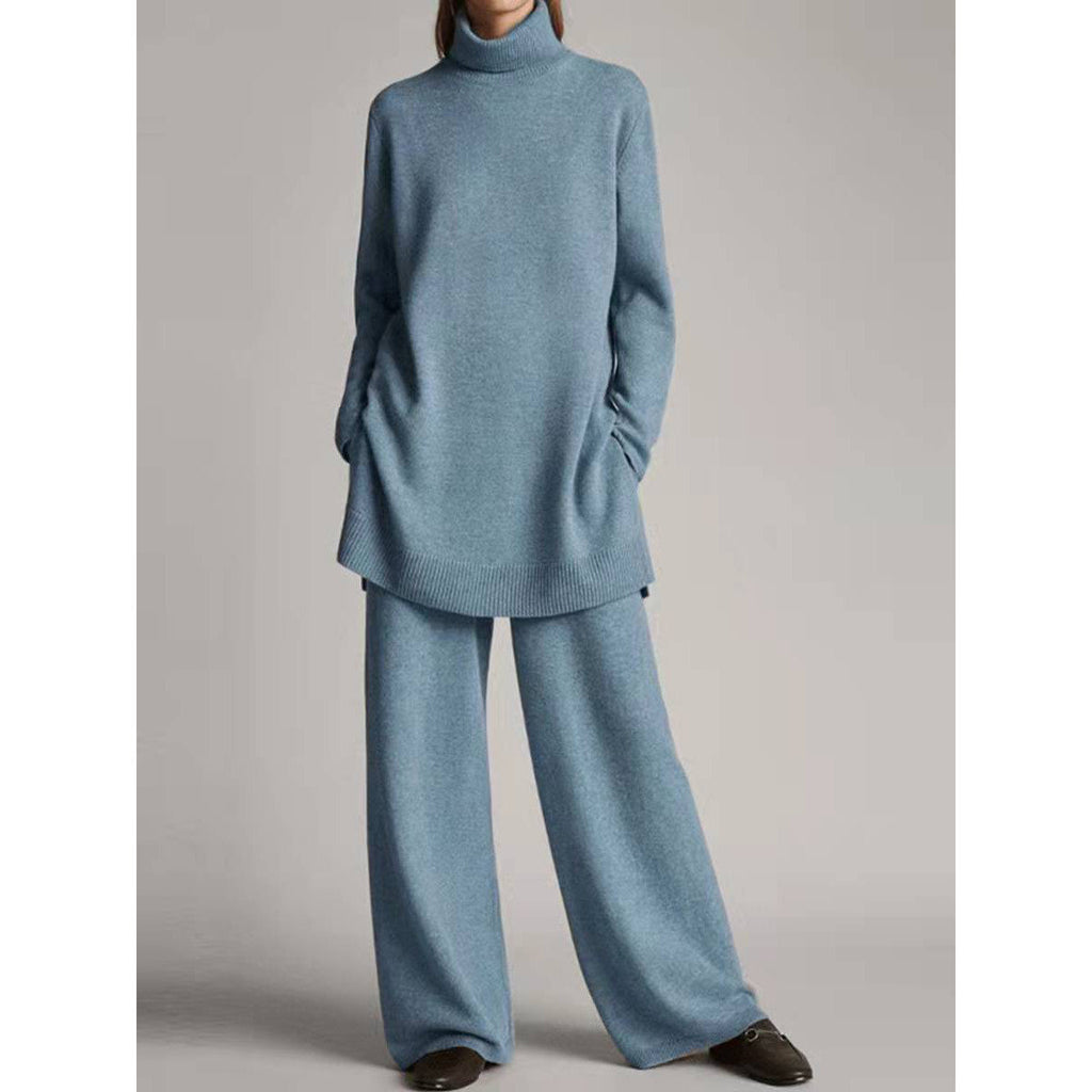 Casual two-piece women's knit set with a turtleneck and relaxed fit - J&B; - 1 - Elvaroza.com