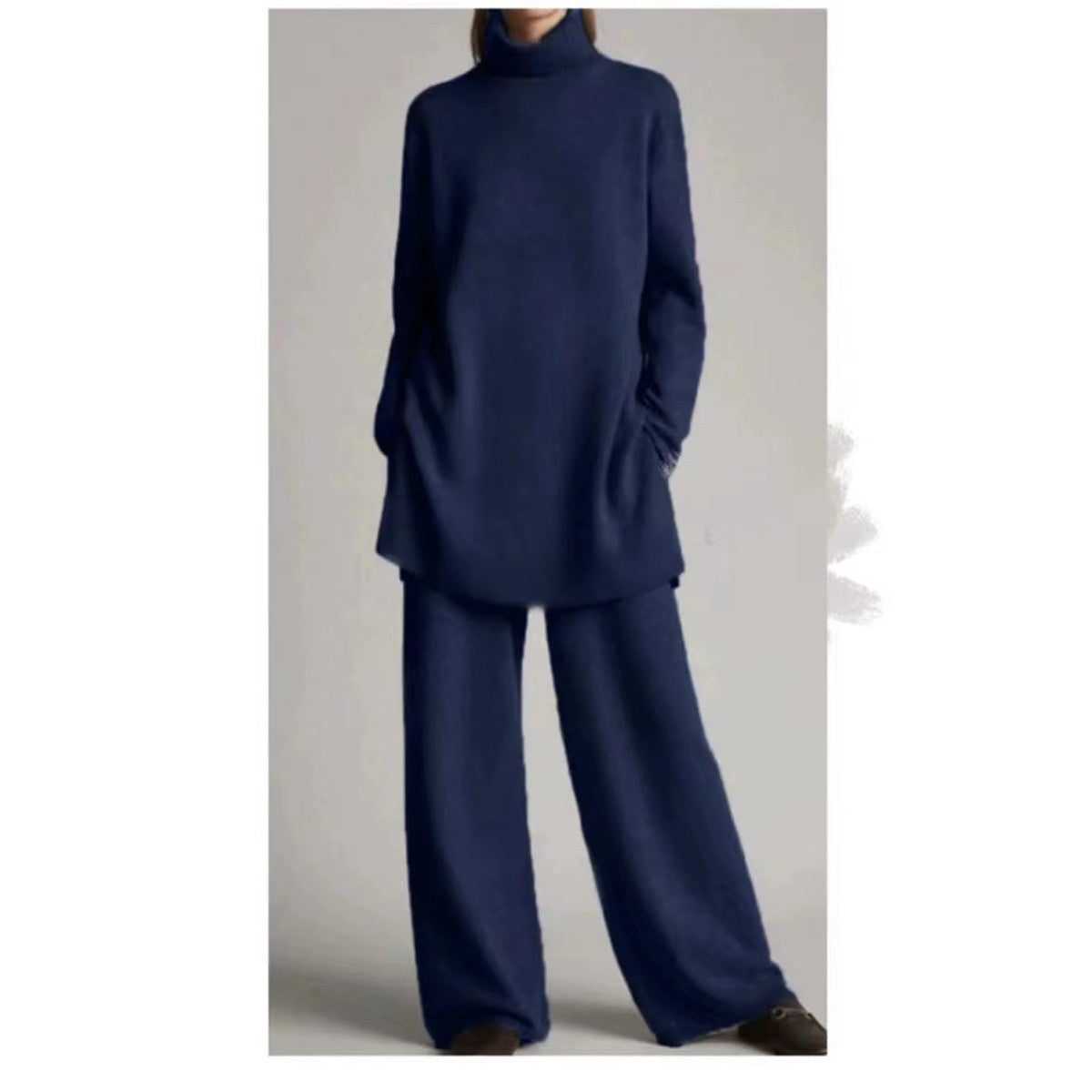 Casual two-piece women's knit set with a turtleneck and relaxed fit - J&B; - 6 - Elvaroza.com