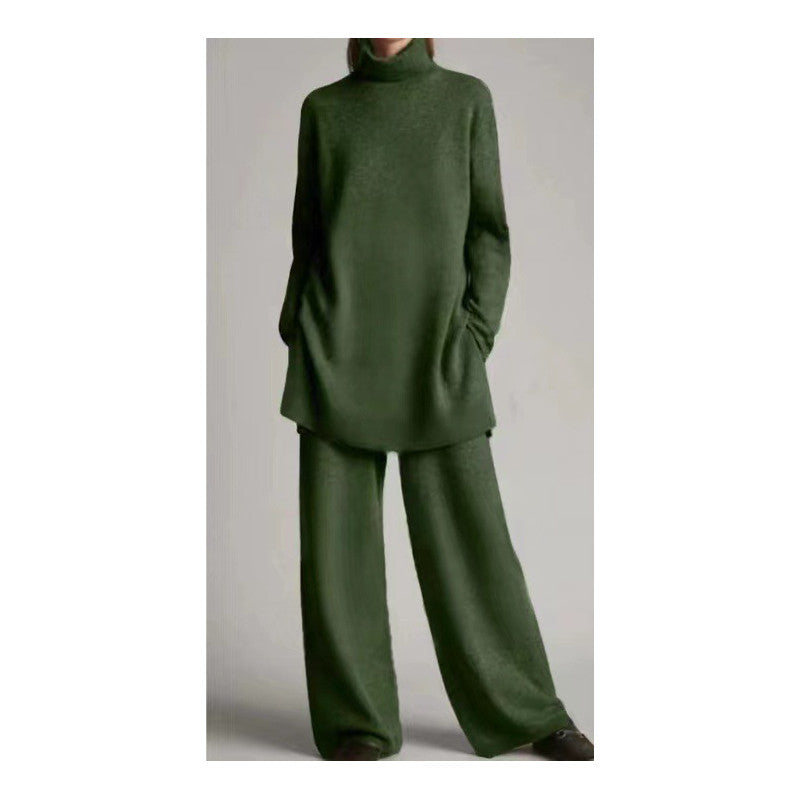 Casual two-piece women's knit set with a turtleneck and relaxed fit - J&B; - 8 - Elvaroza.com