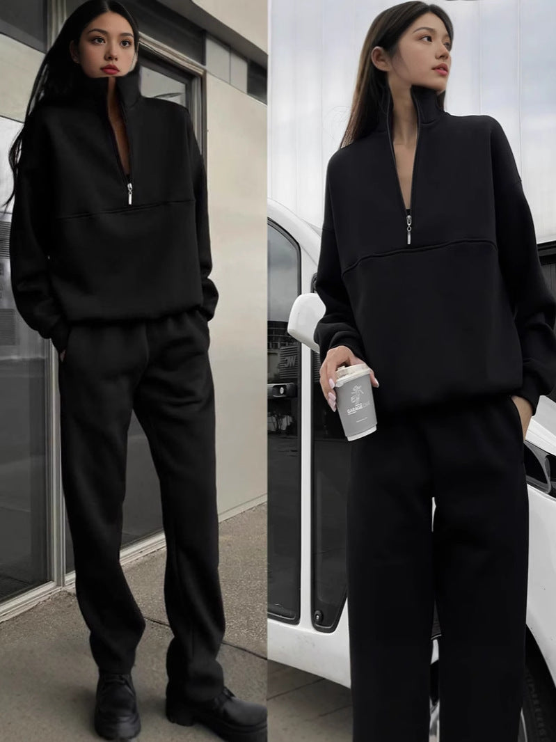 Two-piece women's set with a zipper and an oversized fit - J&B; - 3 - Elvaroza.com