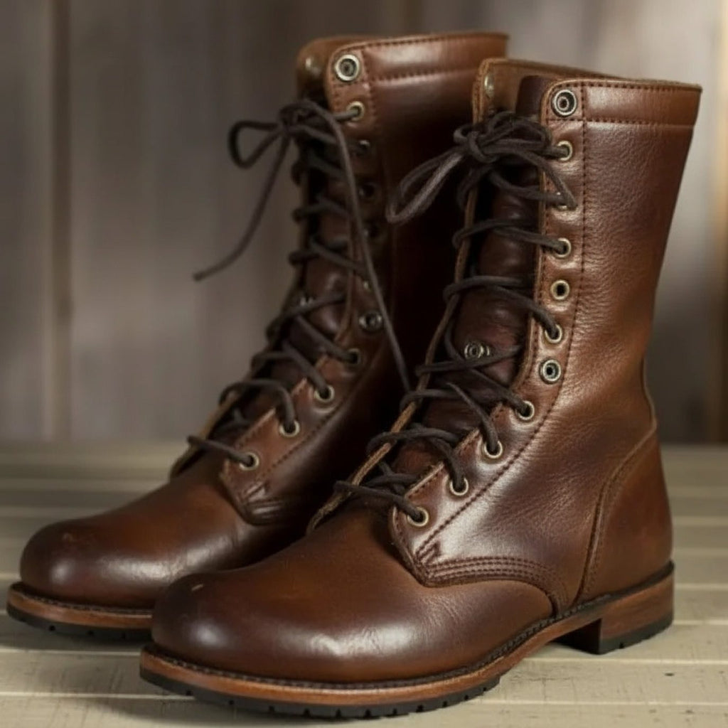 Women's calf-high lace-up boots with a cozy fleece cuff - J&B; - 1 - Elvaroza.com