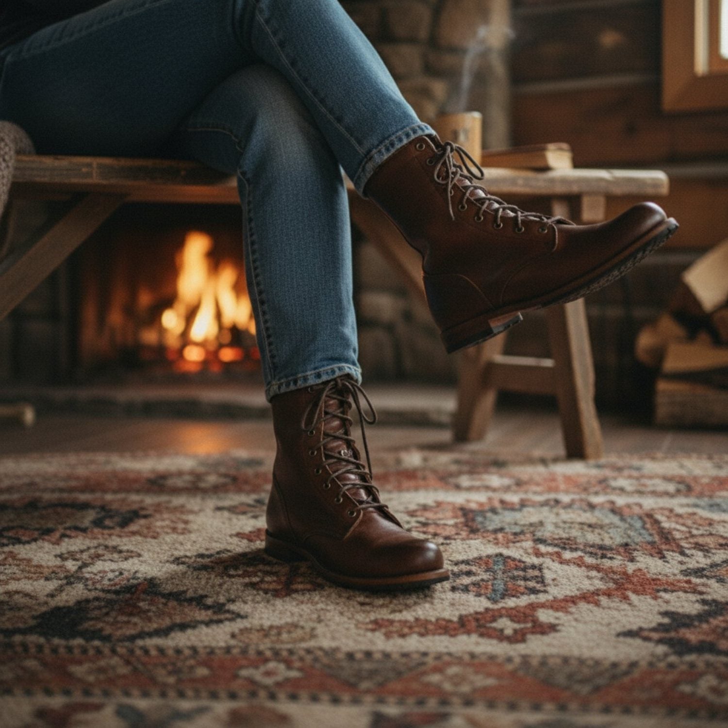 Women's calf-high lace-up boots with a cozy fleece cuff - J&B; - 5 - Elvaroza.com