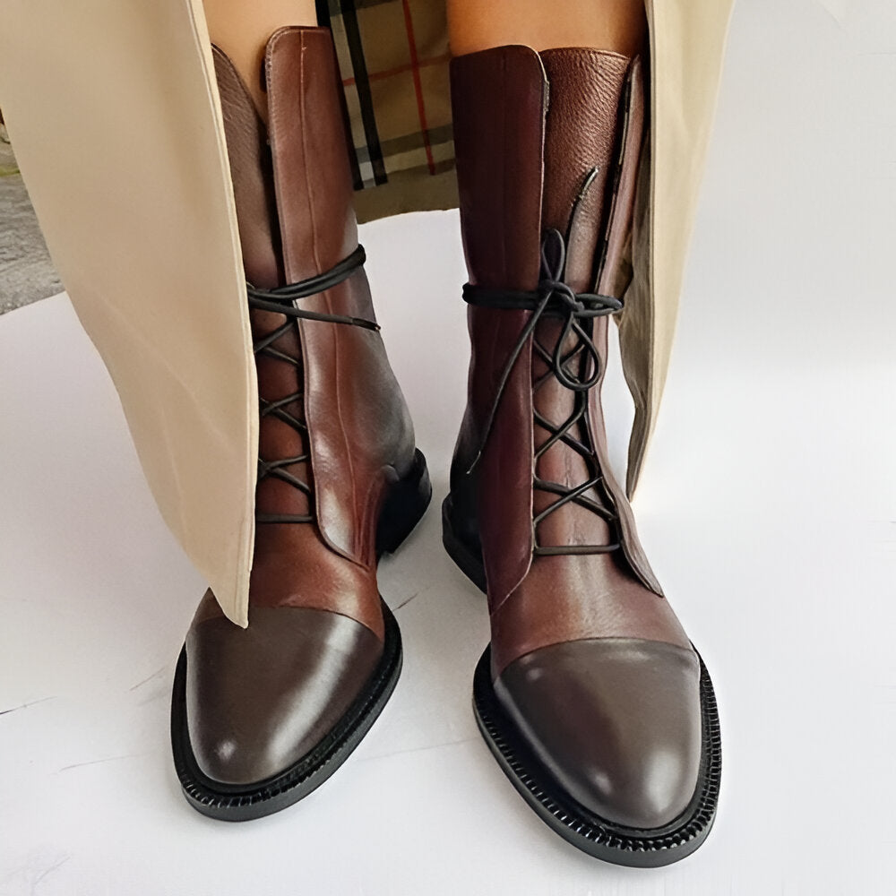 Women's lace-up ankle boots with a polished toe cap - J&B; - 3 - Elvaroza.com