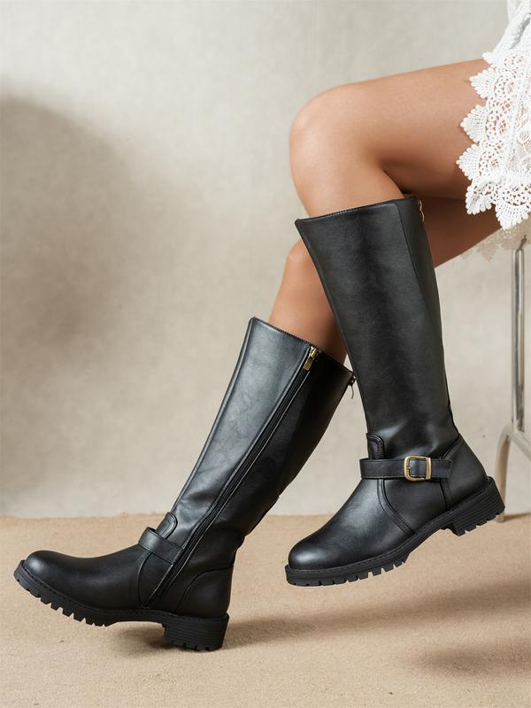 Women's Knee-High Boots with Sturdy Soles and Adjustable Straps - J&B; - 1 - Elvaroza.com