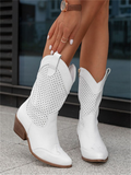 Women's Western Boots with Block Heels and Perforated Design - J&B; - 1 - Elvaroza.com